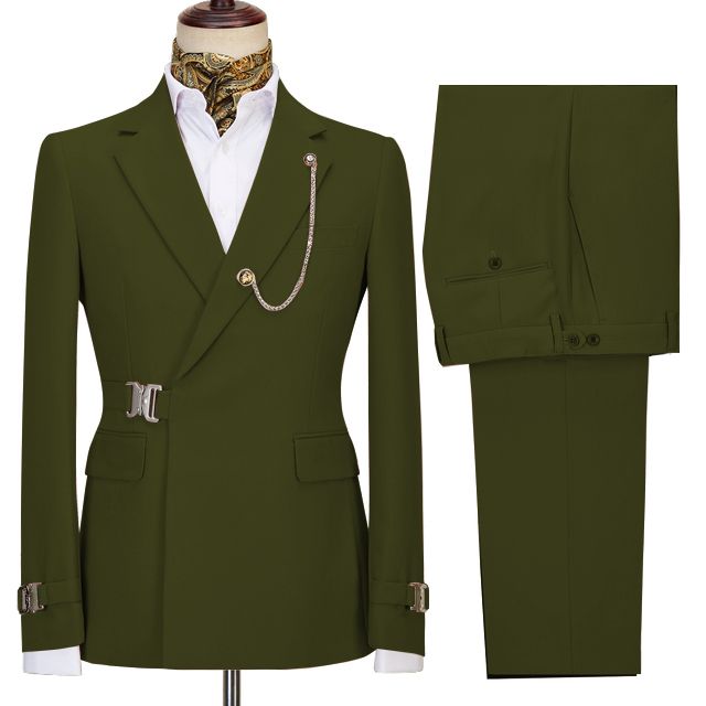 Latest Green Notched Lapel Men’s Business Suits