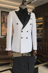 Latest Ivory Peak Lapel Double Breasted Groom's Wedding Suit
