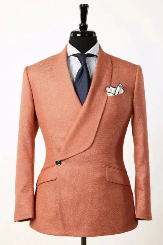 Latest Orange Shawl Lapel Two-Piece Wedding Suit