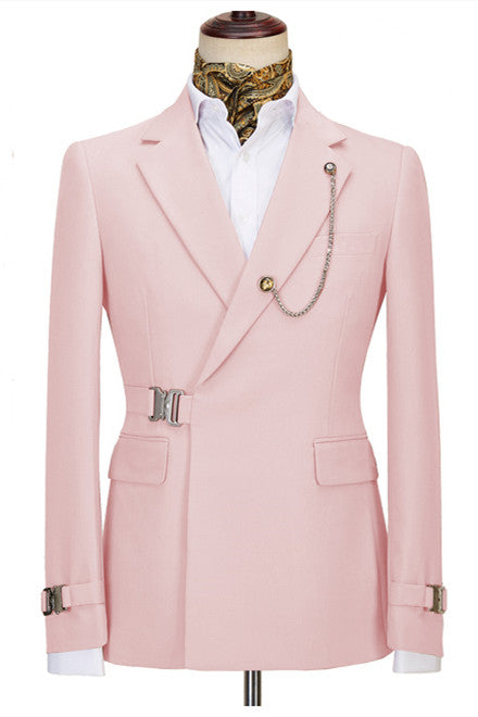 Latest Pink Notched Lapel Special Closure Two Pieces Business Men’s Suits