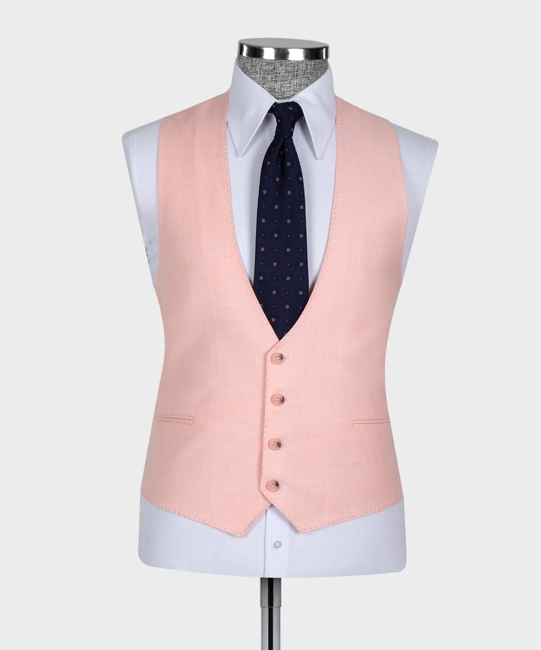 Latest Pink Three-Piece Slim Fit Fashionable Men’s Suit