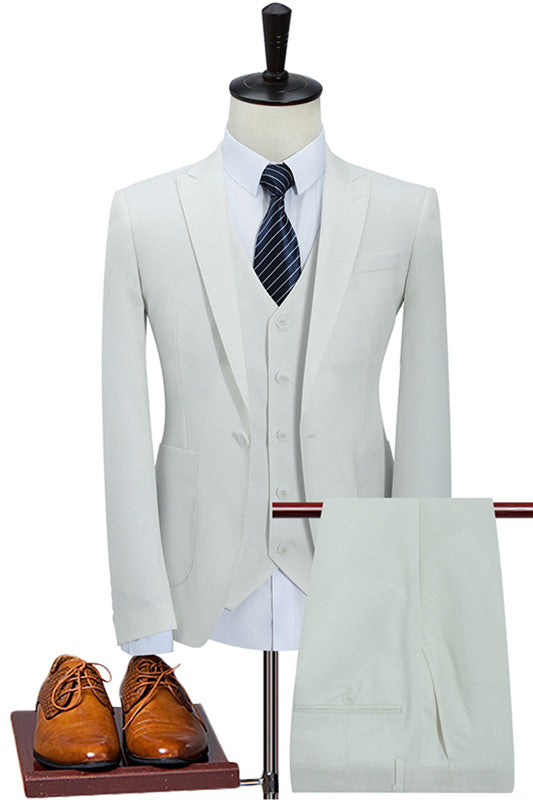 Latest White Elegant Close-Fit Bespoke Men's Suit for Prom