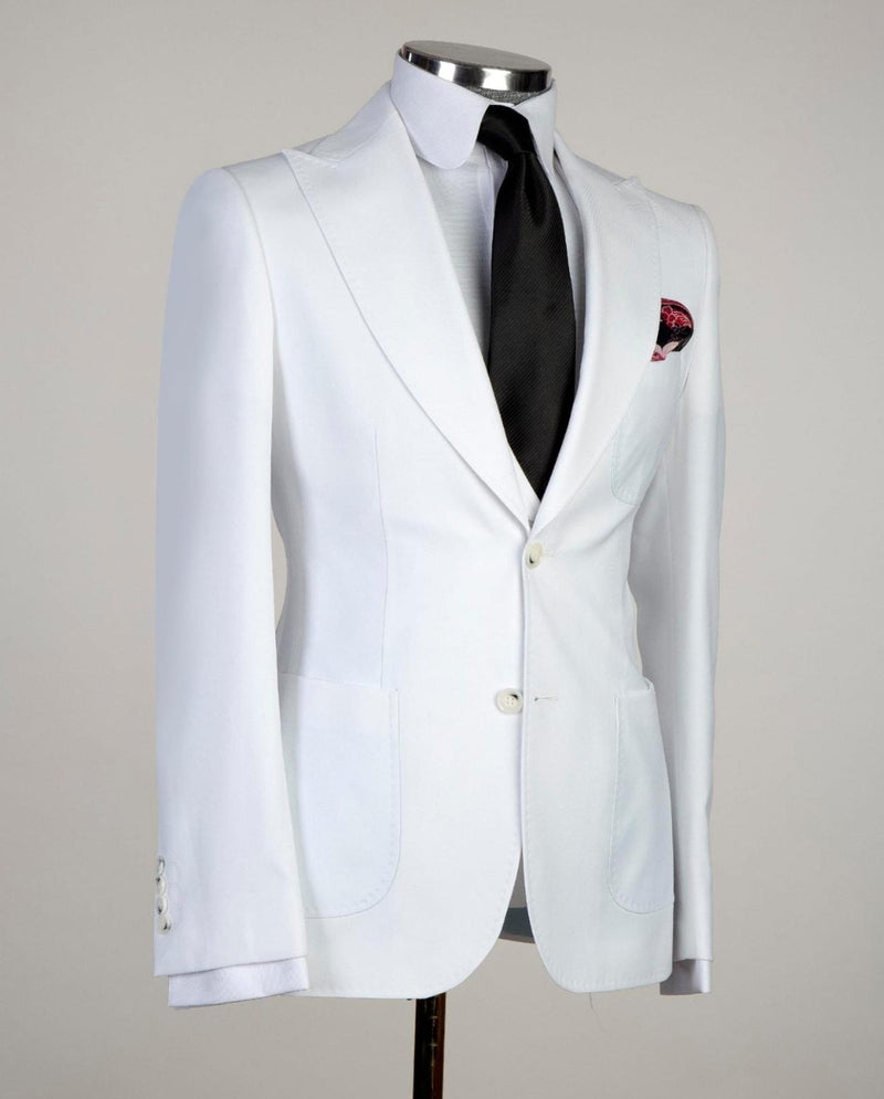 Latest White Peaked Lapel Three-Piece Business Men’s Suit