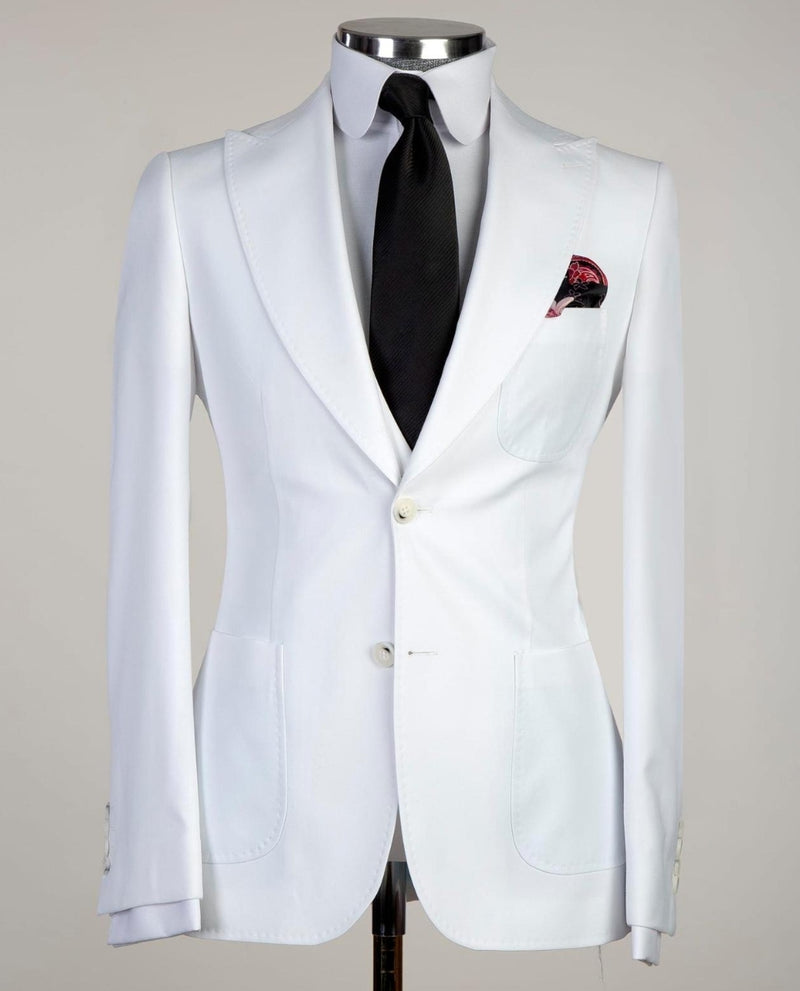 Latest White Peaked Lapel Three-Piece Business Men’s Suit