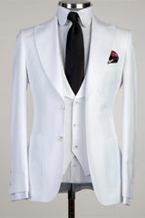 Latest White Peaked Lapel Three-Piece Business Men’s Suit