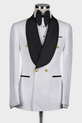 Latest White Shawl Lapel Double Breasted Wedding Suit