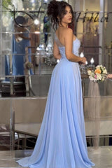 Lavender One Shoulder Sleeveless A-line Chiffon Lace Beaded High Slit Formal Evening Gown