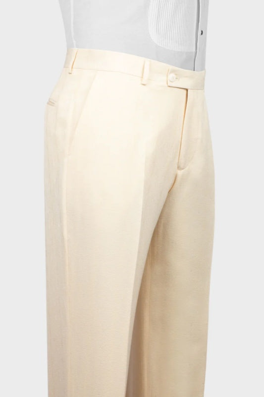 Light Champagne Three-Piece Groom's Wedding Suit With Black Peak Lapel