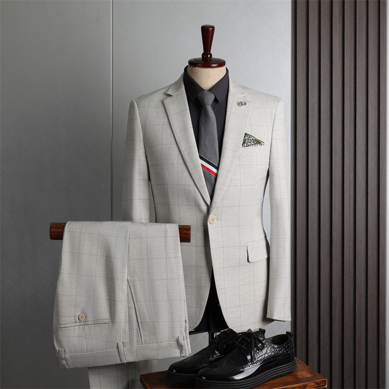 Light Gray Glamorous Notched Lapel Two-Piece Business Suit