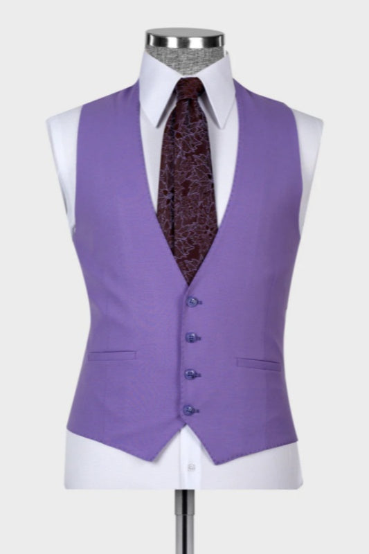 Light Purple Peaked Lapel Three-Piece Wedding Men's Suit