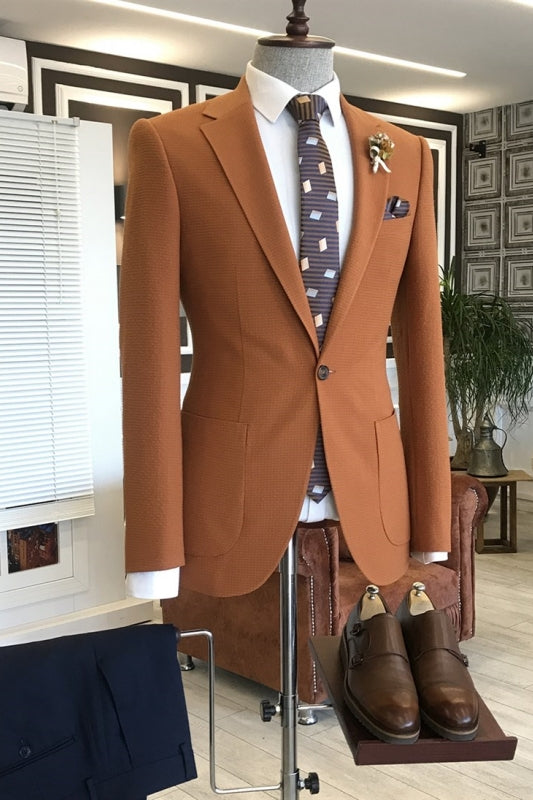 Light Tan Notched Lapel Two Piece Men's Prom Suit