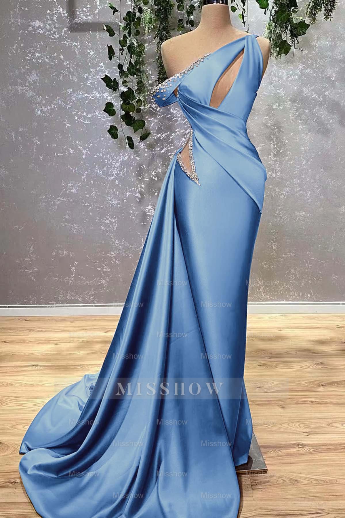 Lilac Off the Shoulder Sleeveless Mermaid Formal Dress With Beading misshow.com Lilac Off the Shoulder Sleeveless Mermaid Formal Dress With Beading misshow.com