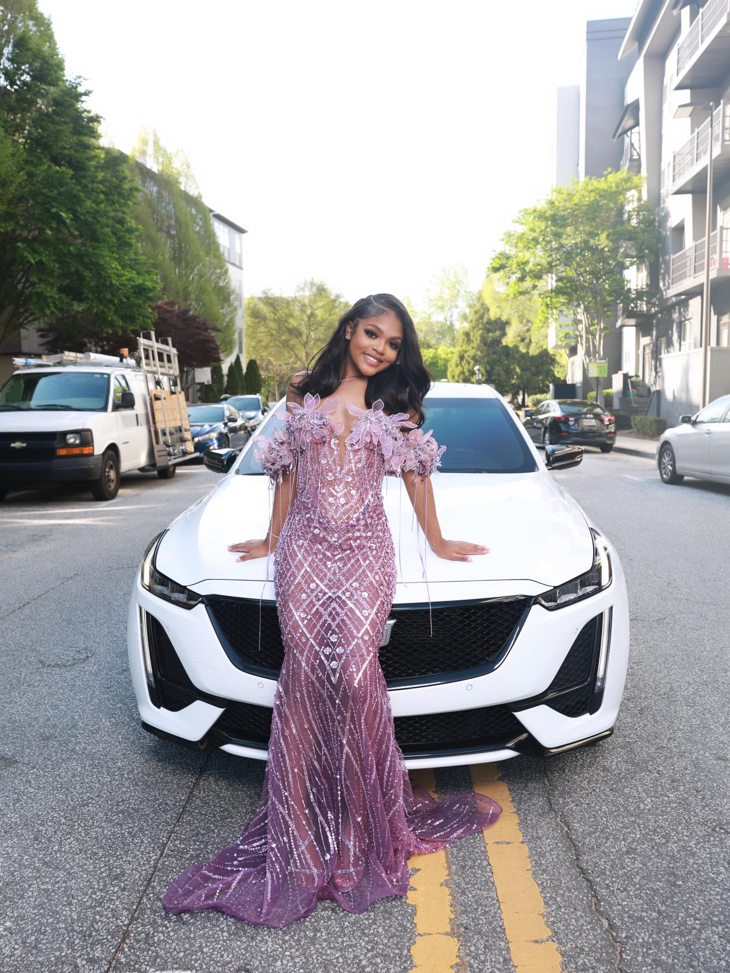 Lilac Sequin Mermaid Prom Dress Off Shoulder Fringe Bow Sparkly Evening Gown with Sweep Train