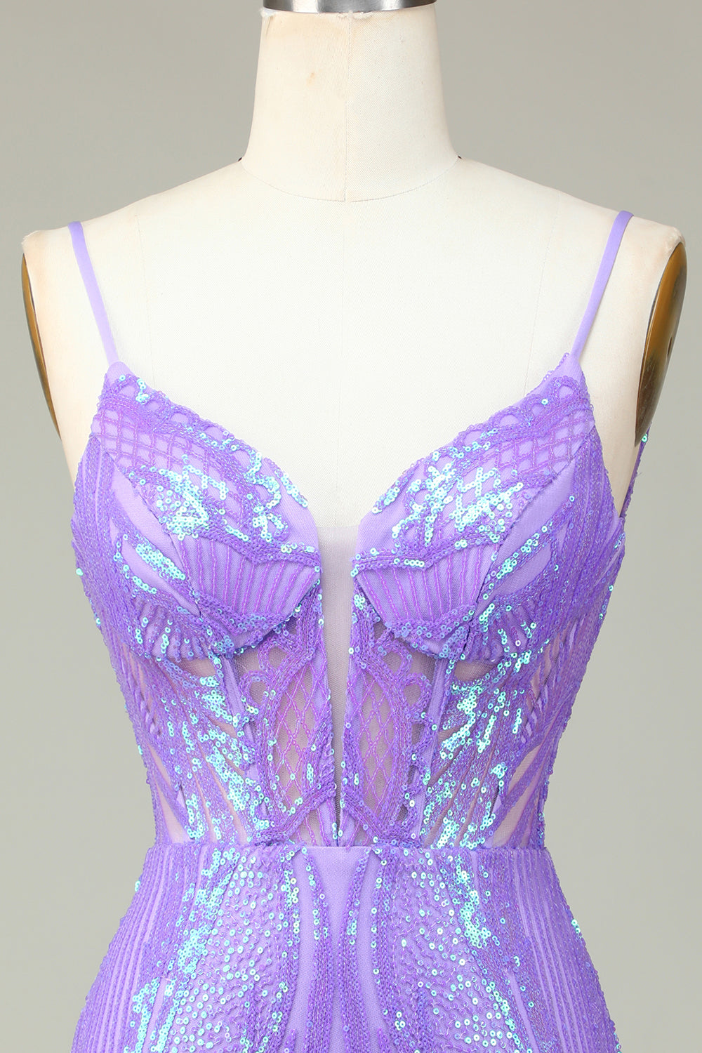 Lilac v-neck sequin bodycon homecoming dress