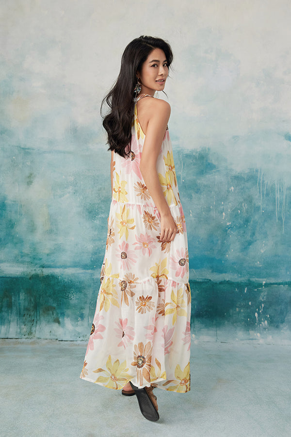 Long Colorful Sleeveless Printed Dress