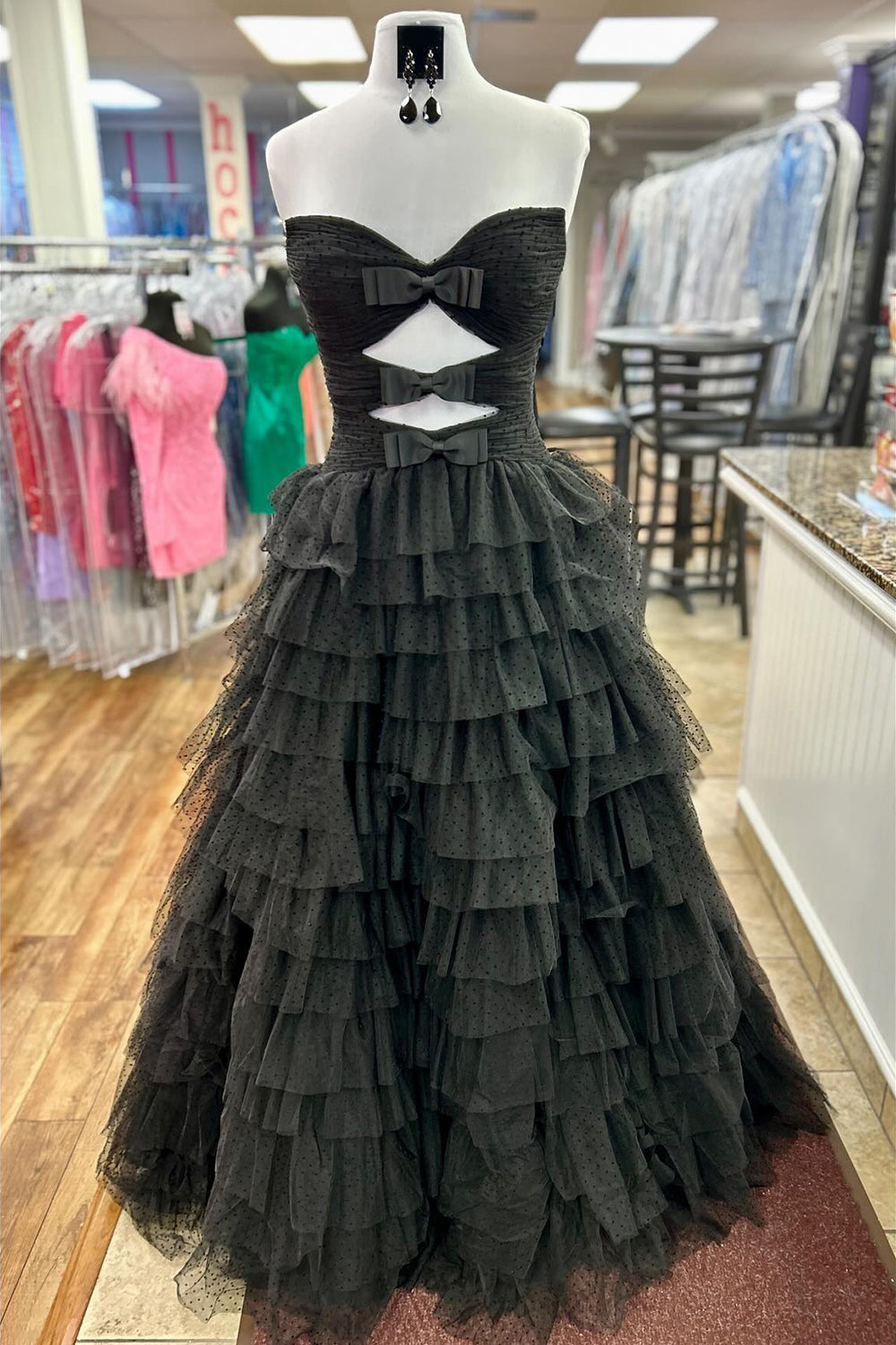 Long Fuchsia Sweetheart Prom Dress in Tiered A-Line Tulle with Slit