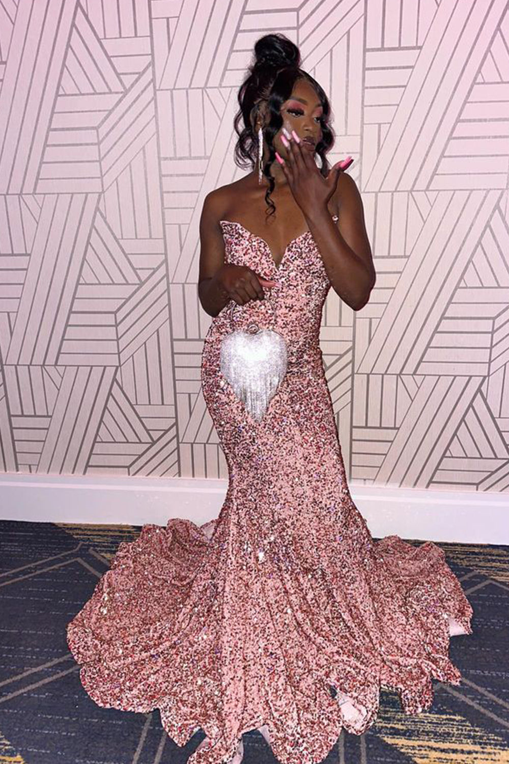 mermaid shape prom dresses Long Prom Dress with Fuchsia Sequins in Mermaid Style misshow.com mermaid shape prom dresses Long Prom Dress with Fuchsia Sequins in Mermaid Style misshow.com