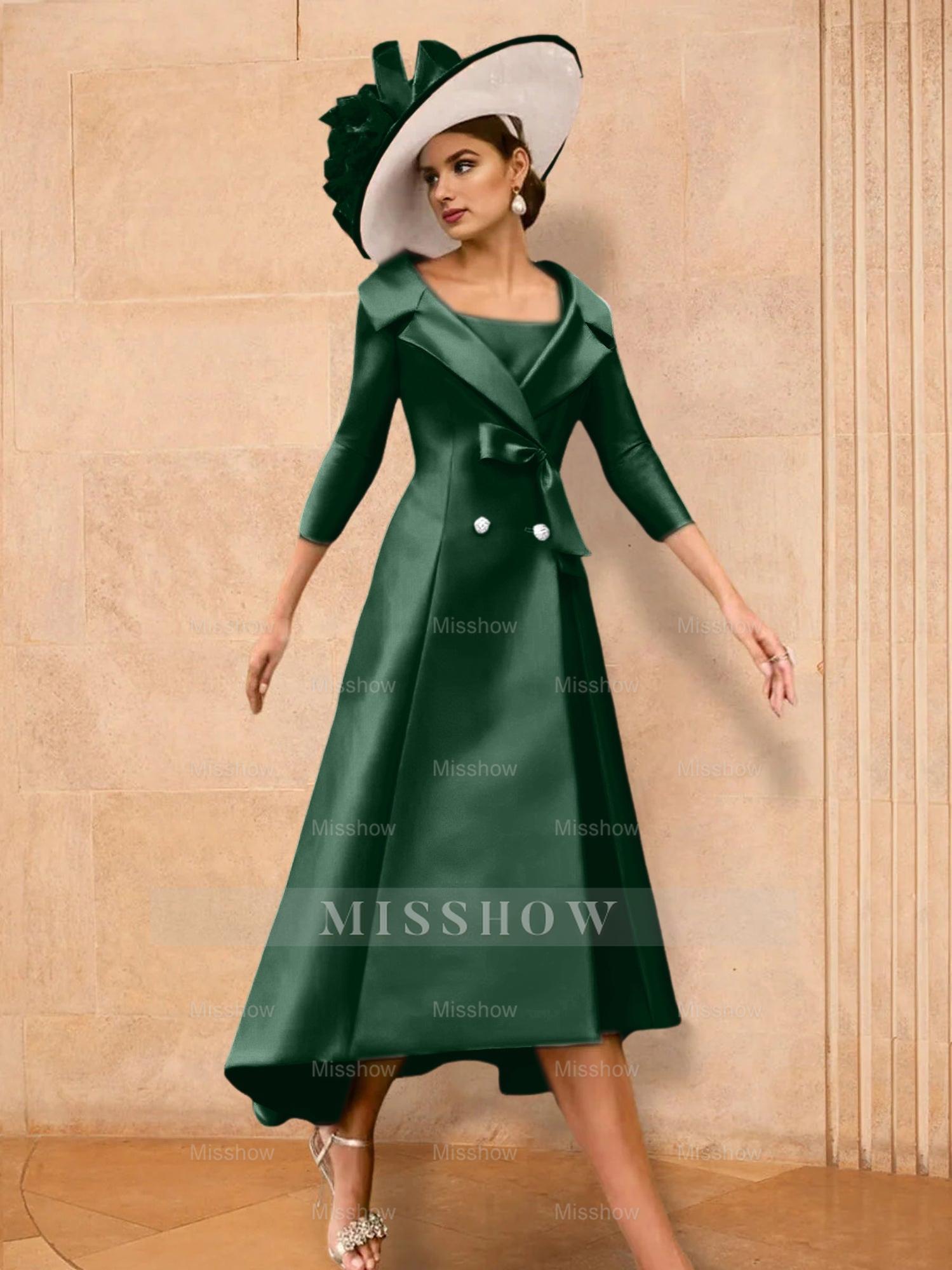 Long-Sleeve A-Line Princess Gown for the Mother of the Bride with Bowknot