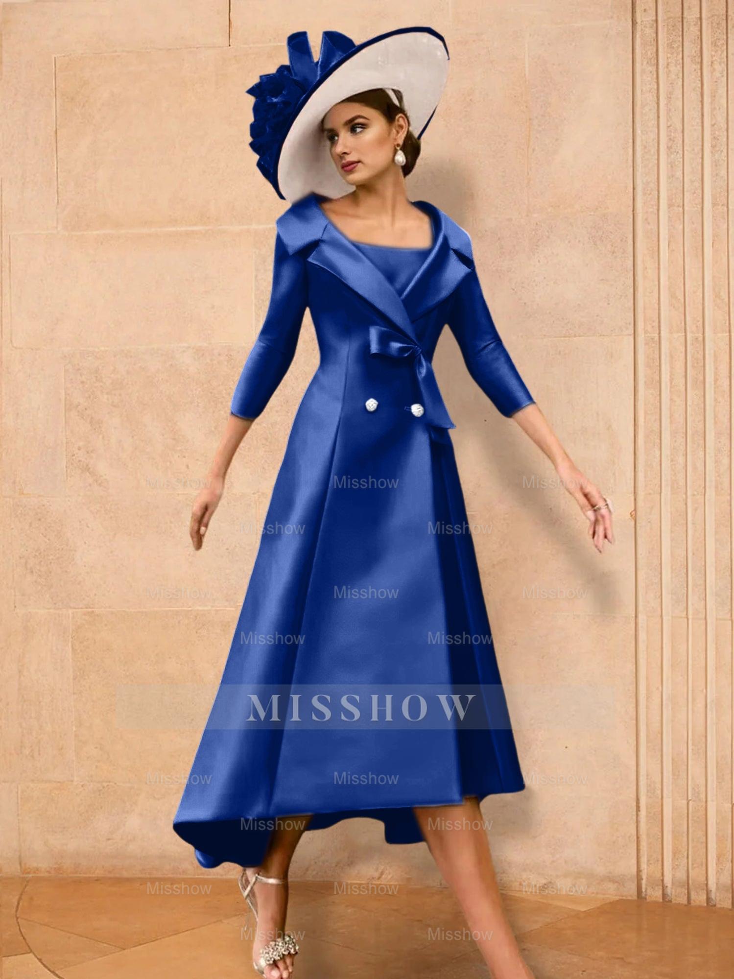 Long-Sleeve A-Line Princess Gown for the Mother of the Bride with Bowknot