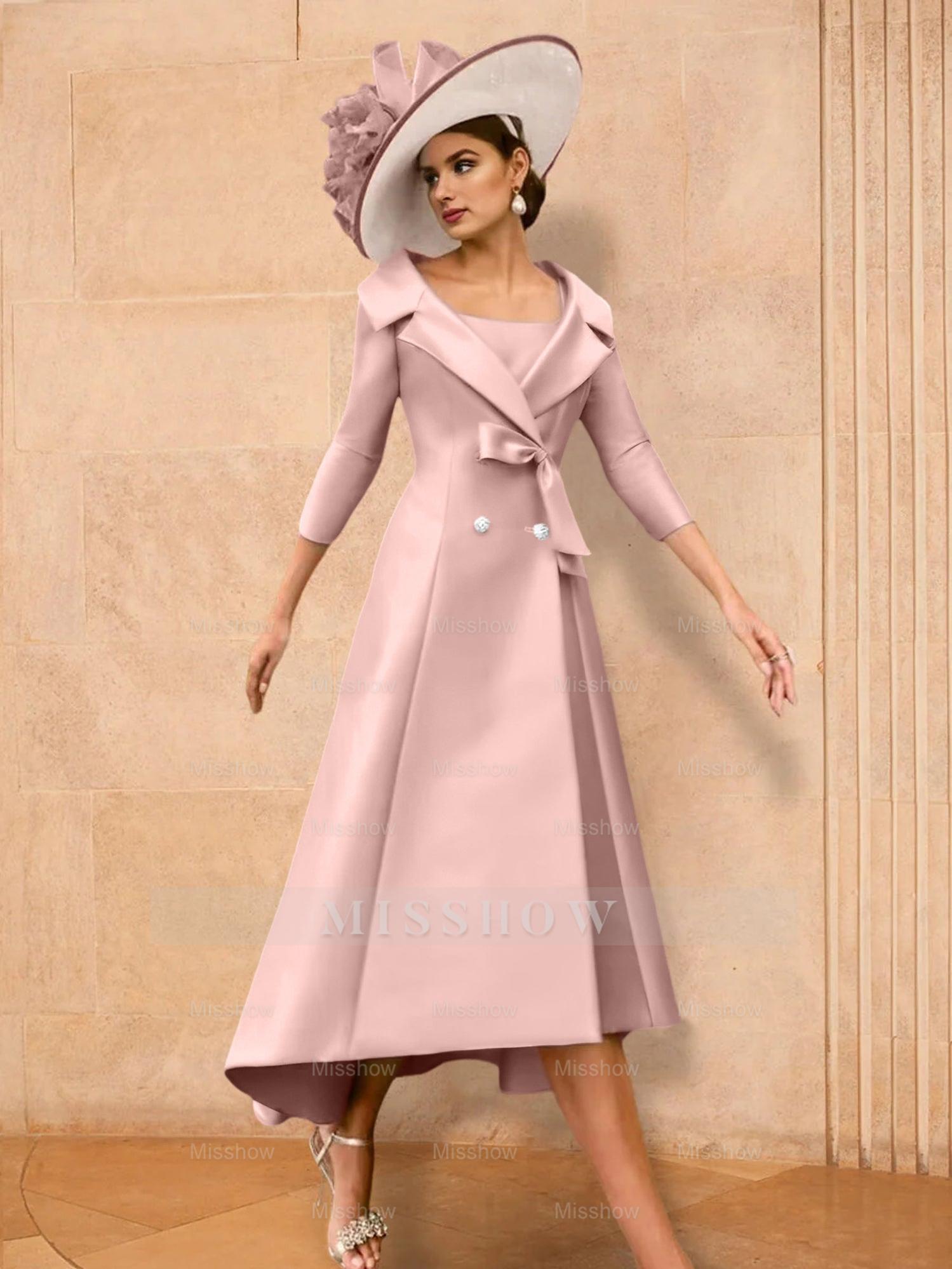 Long-Sleeve A-Line Princess Gown for the Mother of the Bride with Bowknot