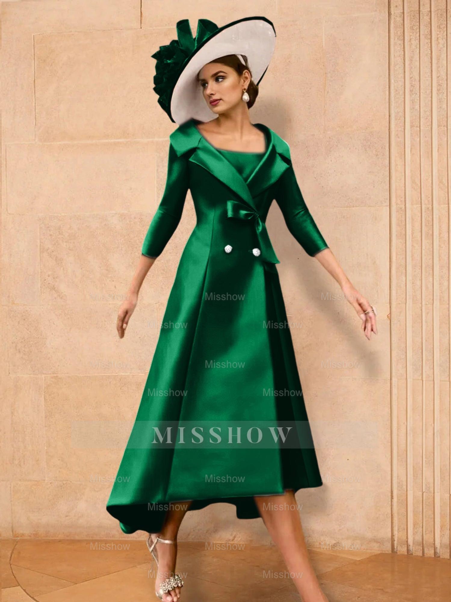 Long-Sleeve A-Line Princess Gown for the Mother of the Bride with Bowknot