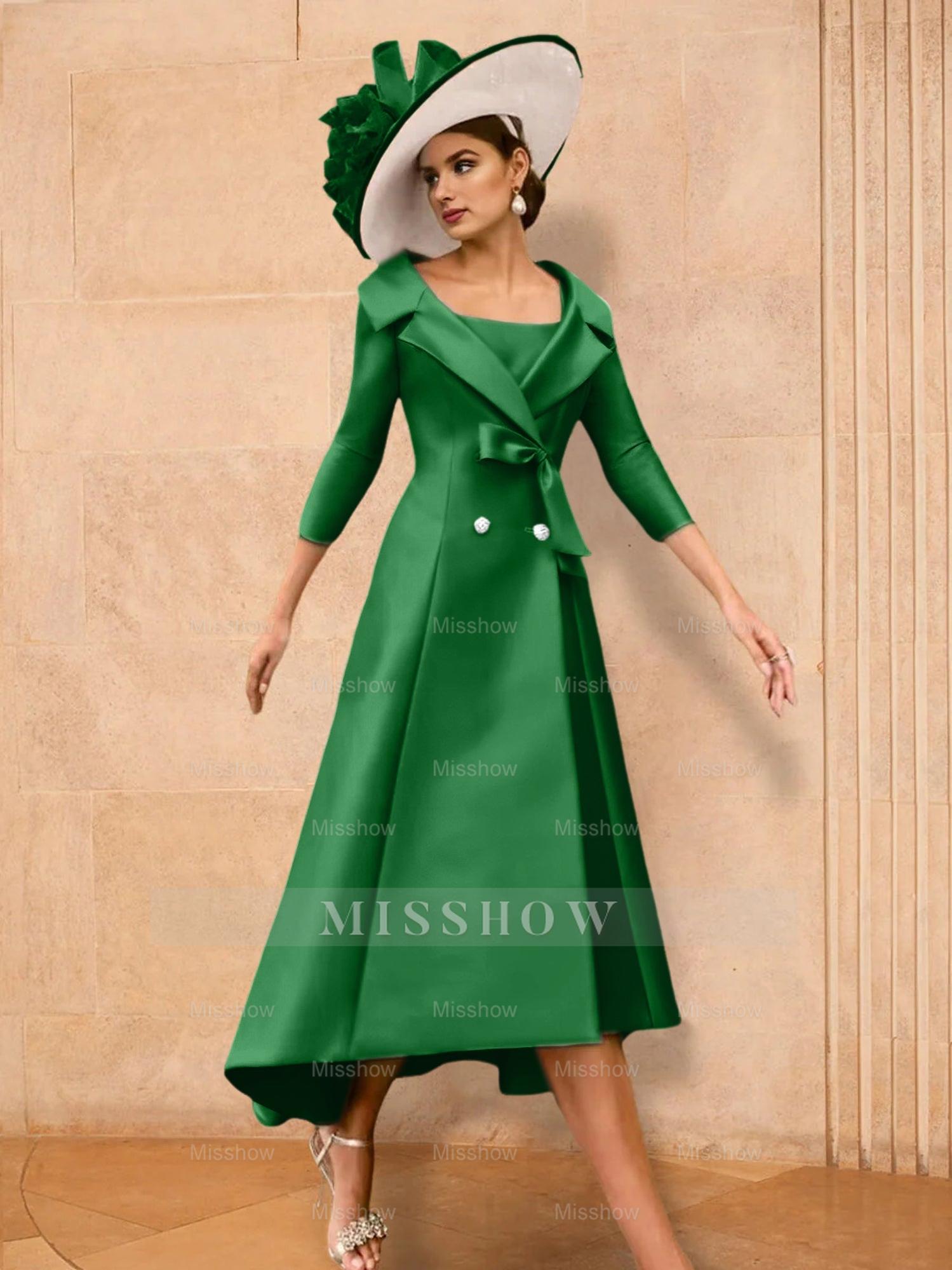 Long-Sleeve A-Line Princess Gown for the Mother of the Bride with Bowknot