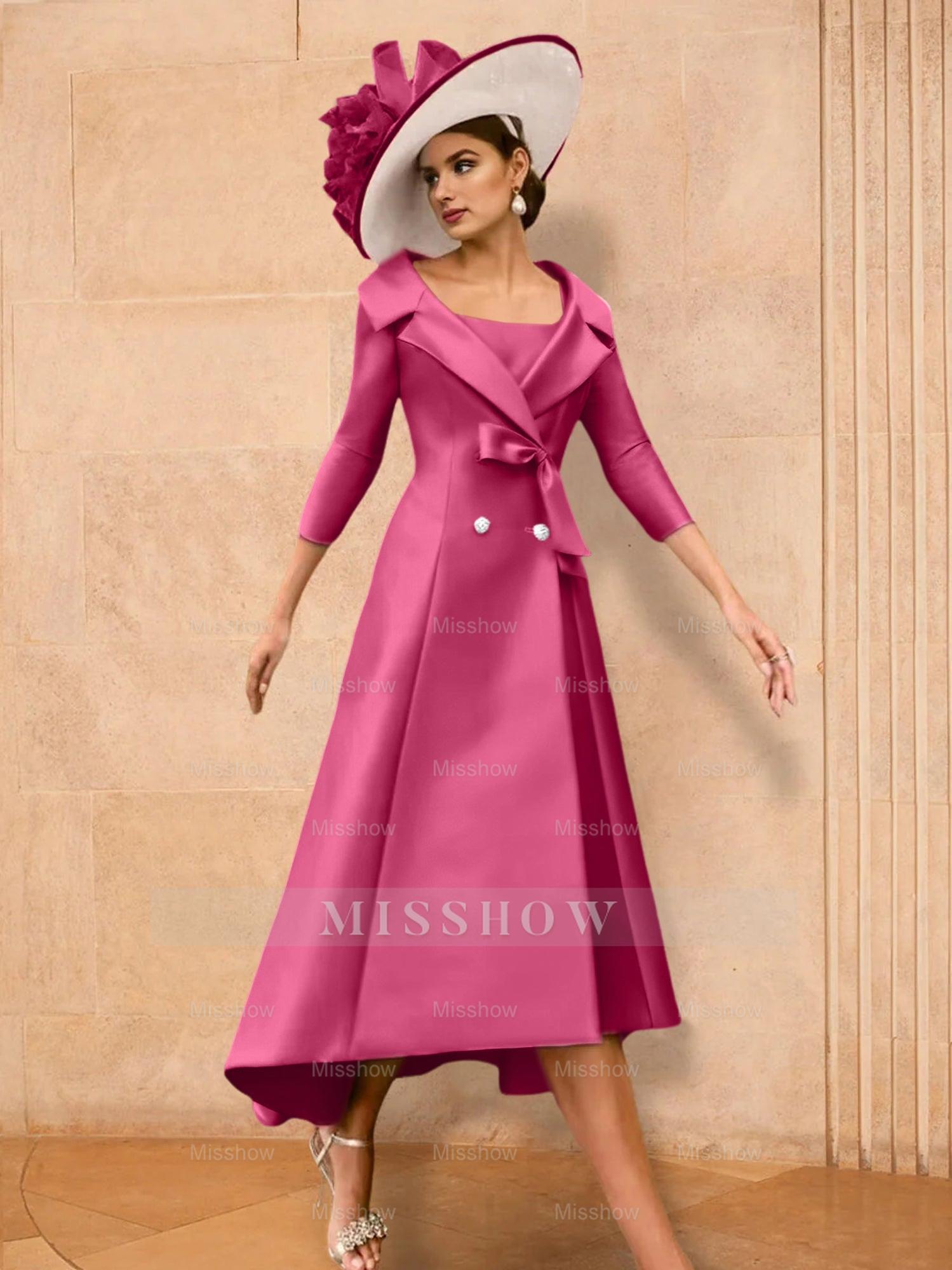 Long-Sleeve A-Line Princess Gown for the Mother of the Bride with Bowknot