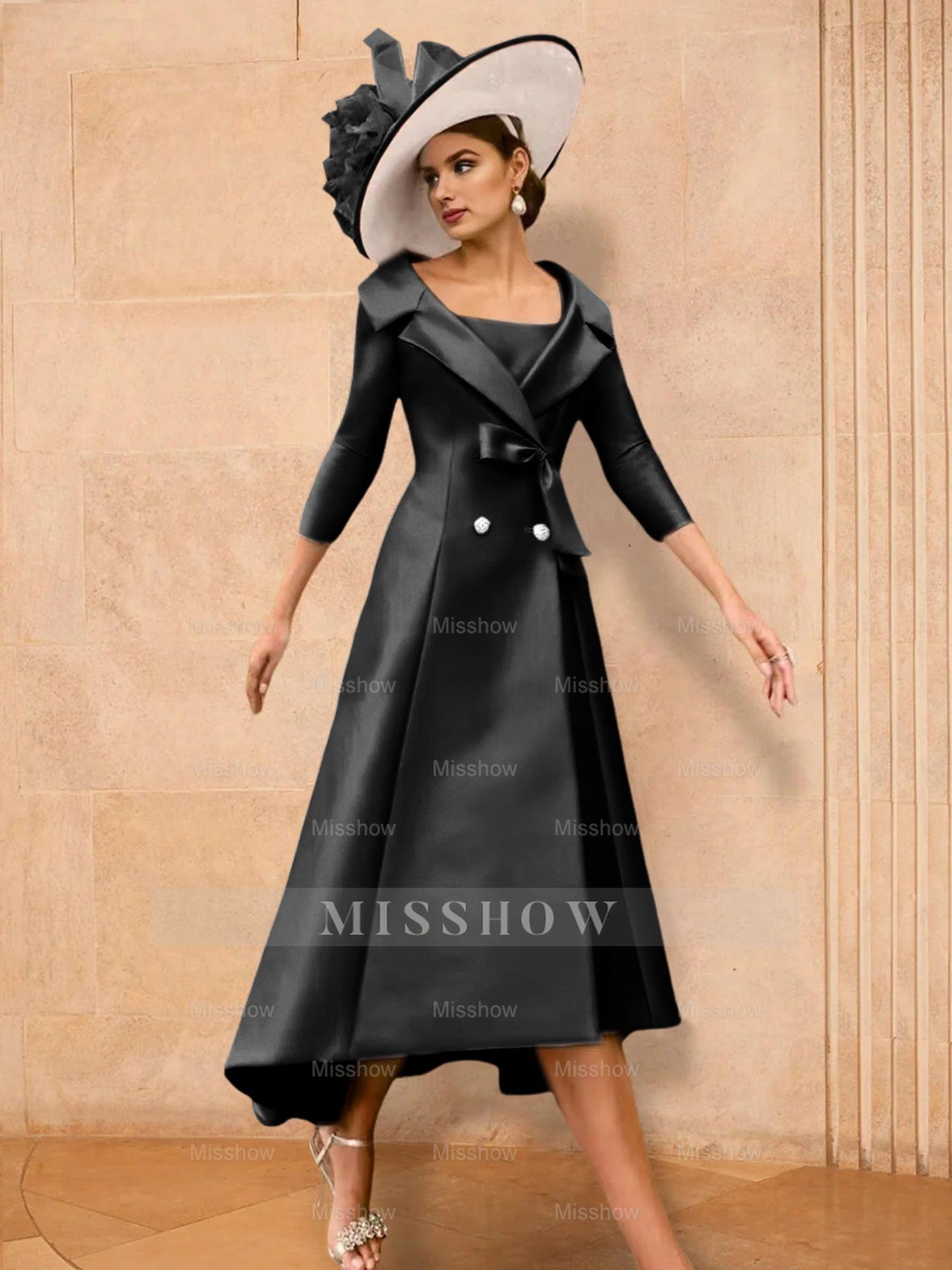 Long-Sleeve A-Line Princess Gown for the Mother of the Bride with Bowknot