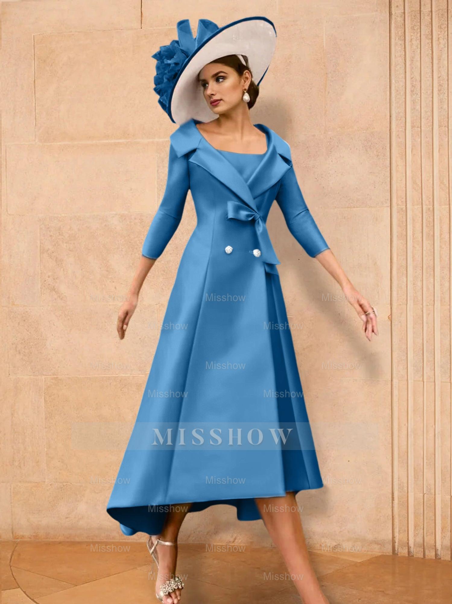 Long-Sleeve A-Line Princess Gown for the Mother of the Bride with Bowknot