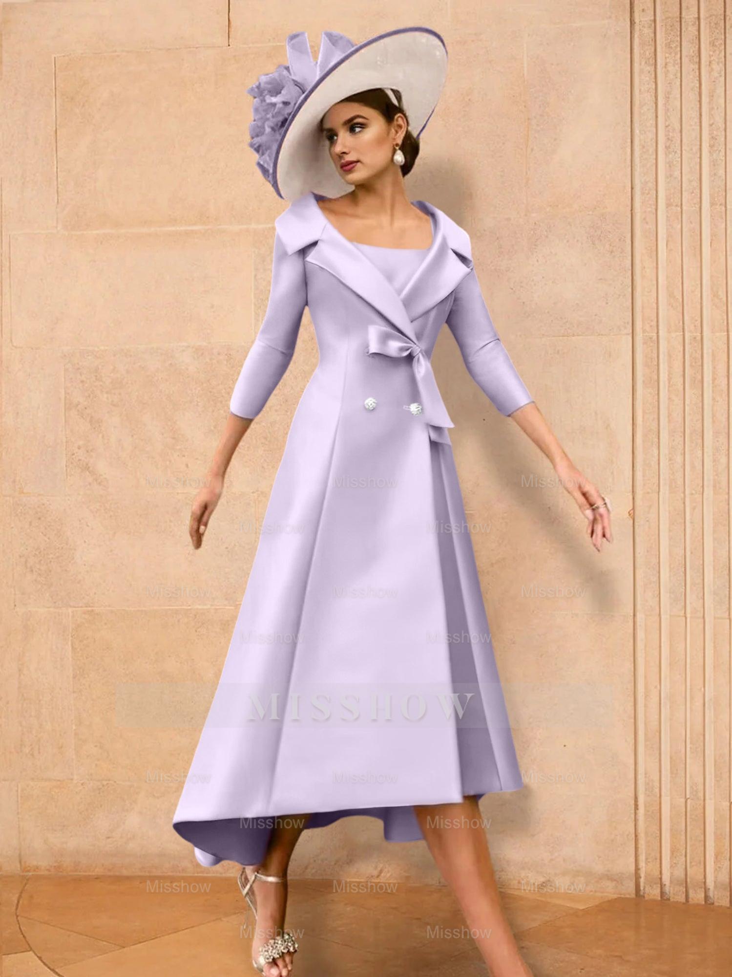 Long-Sleeve A-Line Princess Gown for the Mother of the Bride with Bowknot