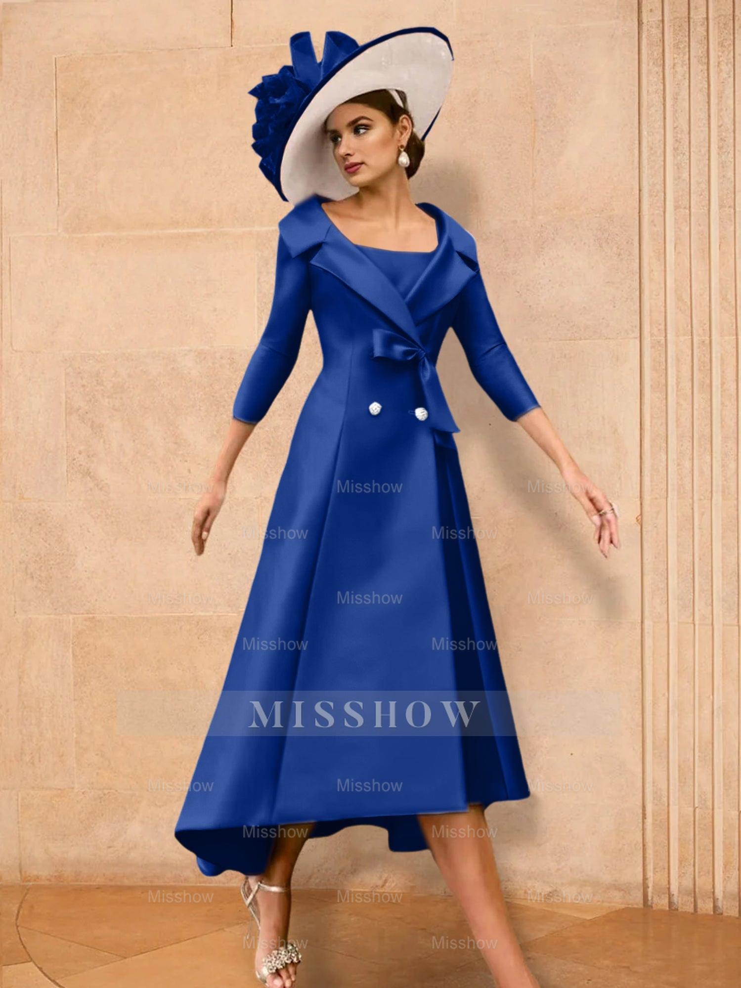 Long-Sleeve A-Line Princess Gown for the Mother of the Bride with Bowknot