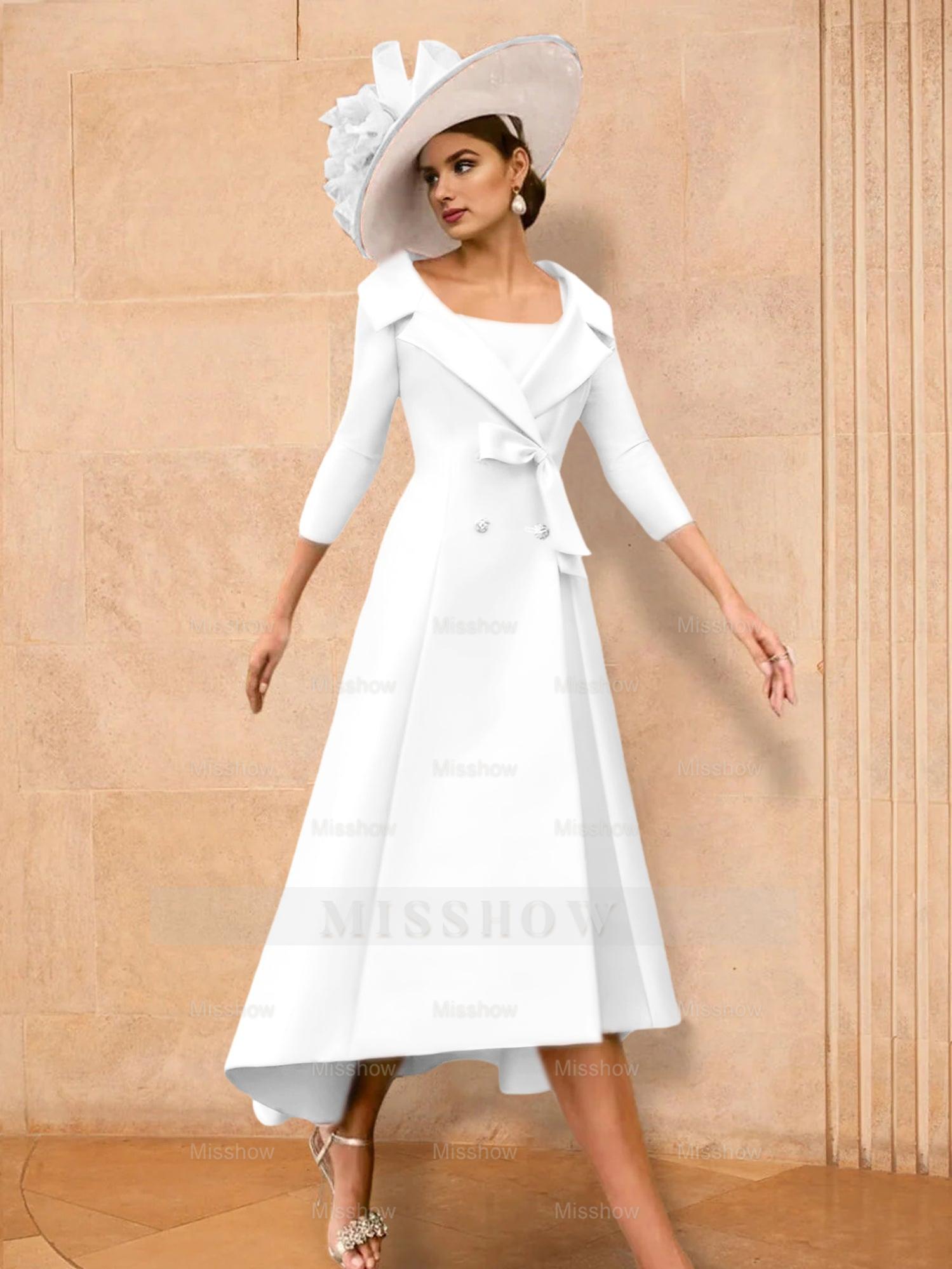 Long-Sleeve A-Line Princess Gown for the Mother of the Bride with Bowknot