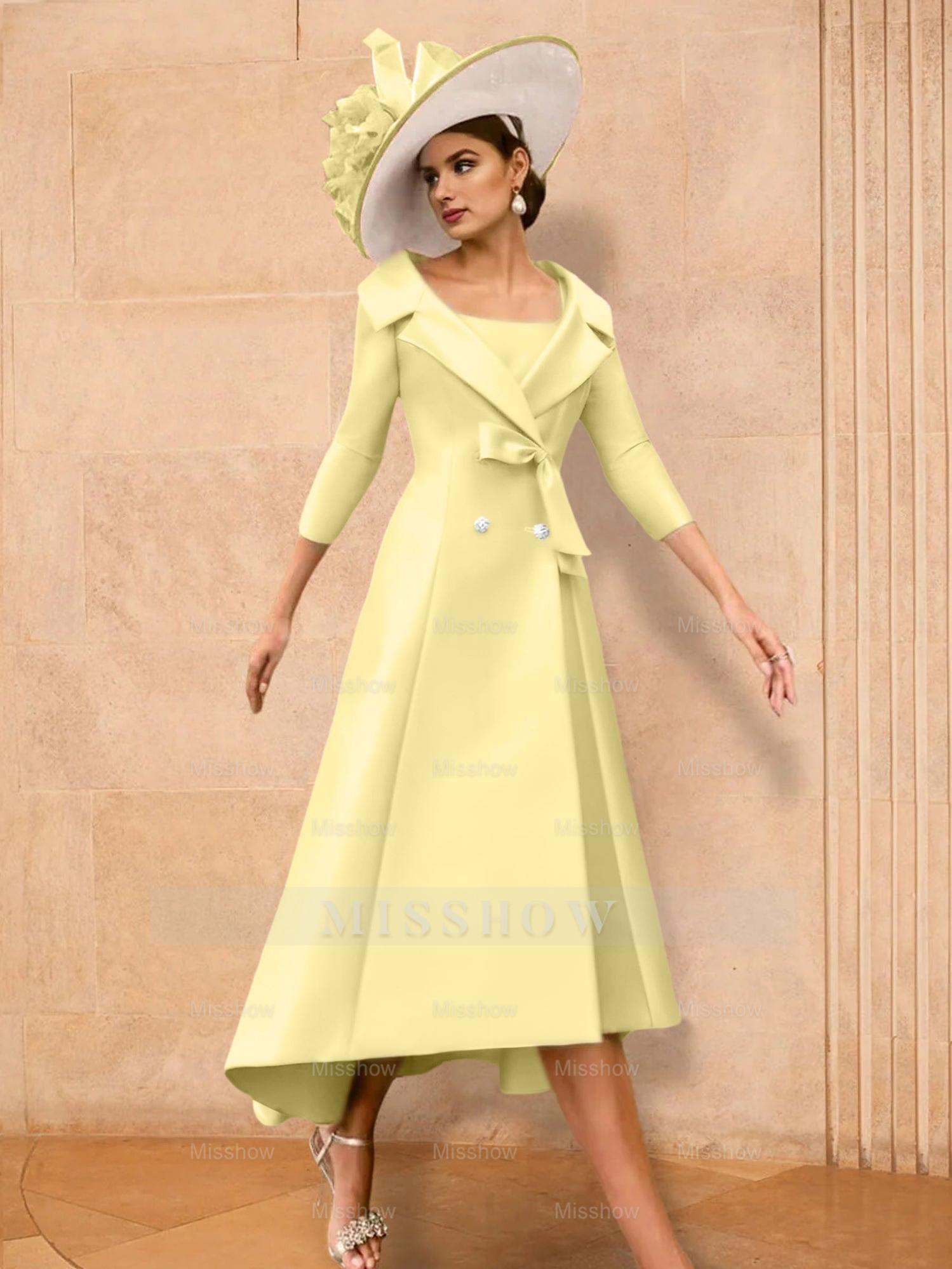 Long-Sleeve A-Line Princess Gown for the Mother of the Bride with Bowknot