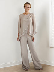 Long-Sleeve Chiffon Pantsuit for the Mother of the Bride