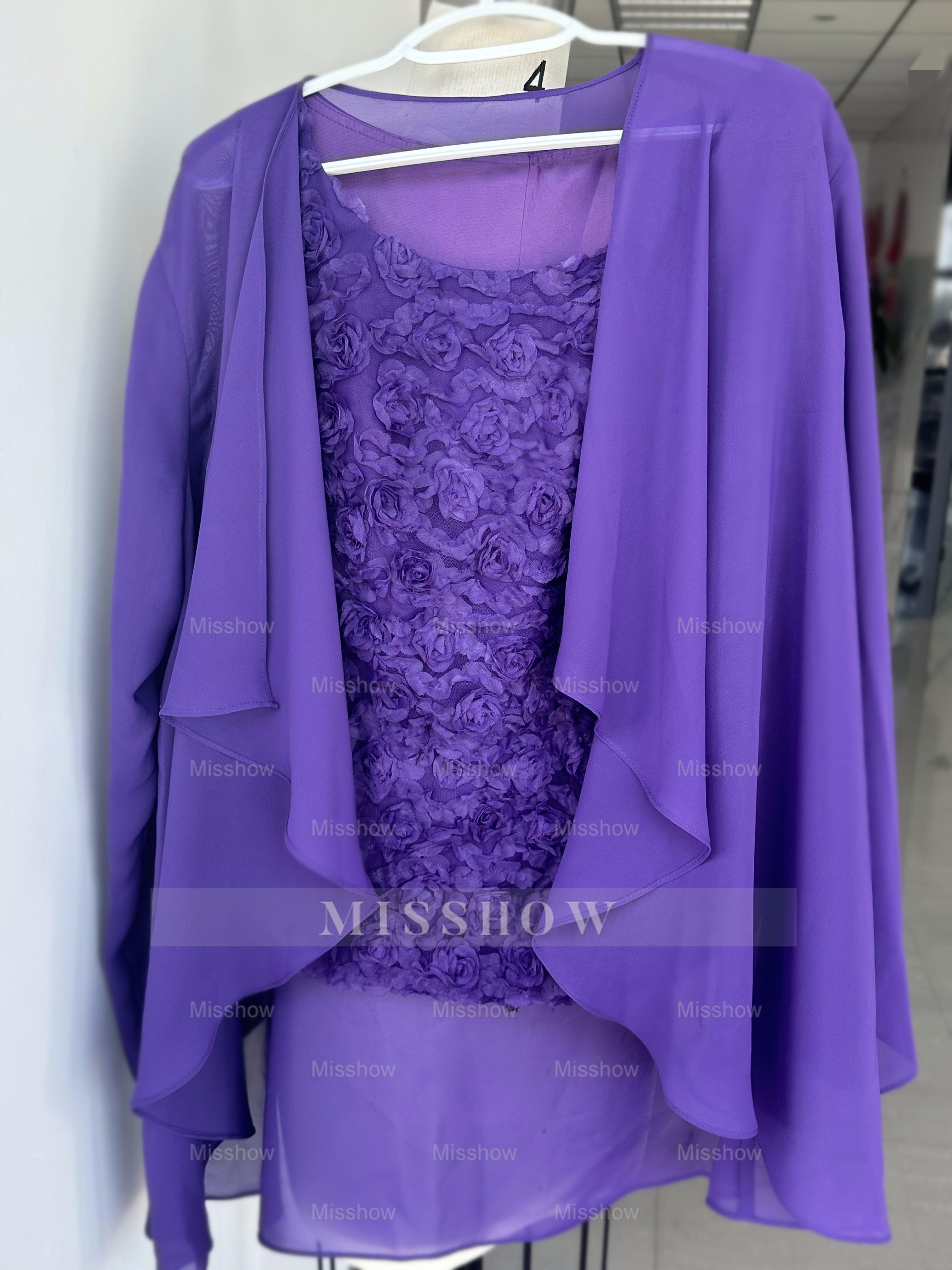 Long-Sleeve Chiffon Pantsuit with Jacket for the Mother of the Bride