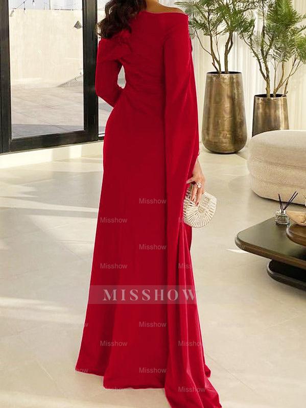 Long Sleeve Floor-Length Satin Sheath Dress for Mother of the Bride or Prom