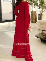 Long Sleeve Floor-Length Satin Sheath Dress for Mother of the Bride or Prom