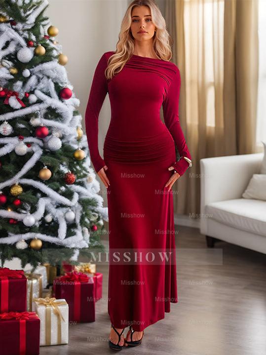 Long-Sleeved Ankle-Length Mother of the Bride Gown with Jewel Neckline