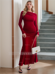 Long-Sleeved Ankle-Length Mother of the Bride Gown with Jewel Neckline