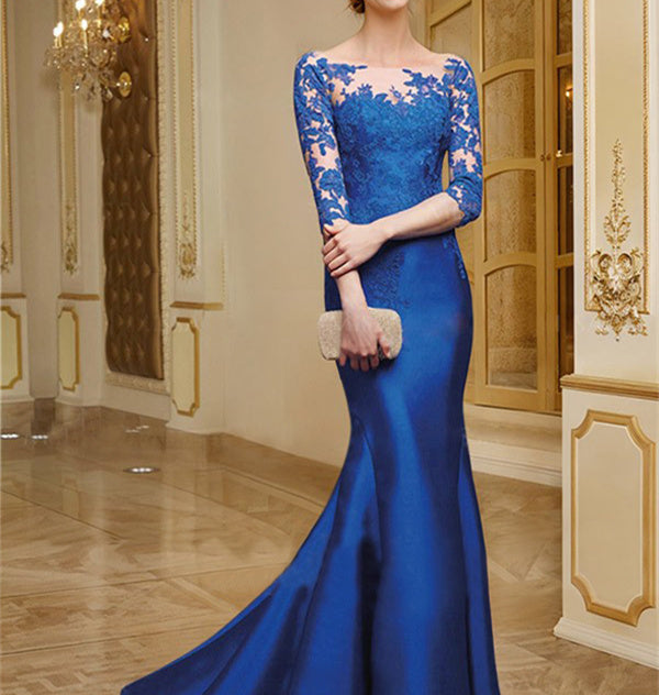 Long-Sleeved Mermaid/Trumpet Mother of the Bride Lace Dresses