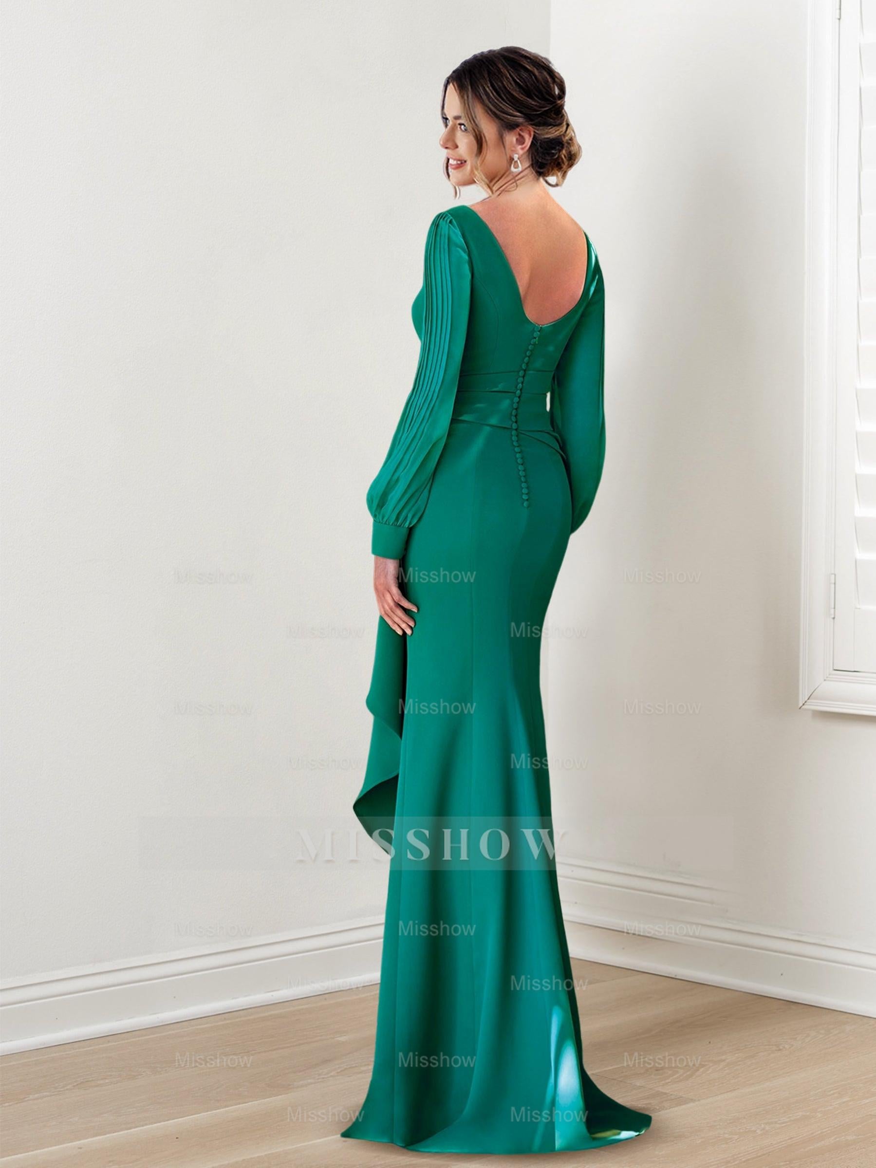 Long-Sleeved Sheath/Column Mother of the Bride Gown