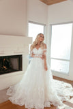 Long Sleeves Sweetheart A-Line Princess Wedding Dress with Lace