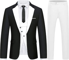 Luxurious Black And White Three-Piece Men's Prom Ensemble