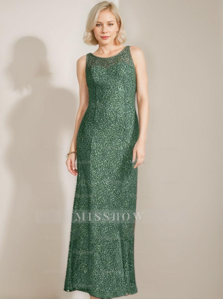Luxurious Floor-Length Chiffon Mother of the Bride Dress with Scoop Neck and Beading Sequins