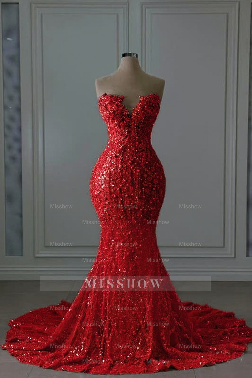 Sweetheart Mermaid Wedding Dress with Beaded Lace & Sequins | Misshow Sweetheart Mermaid Wedding Dress with Beaded Lace & Sequins | Misshow