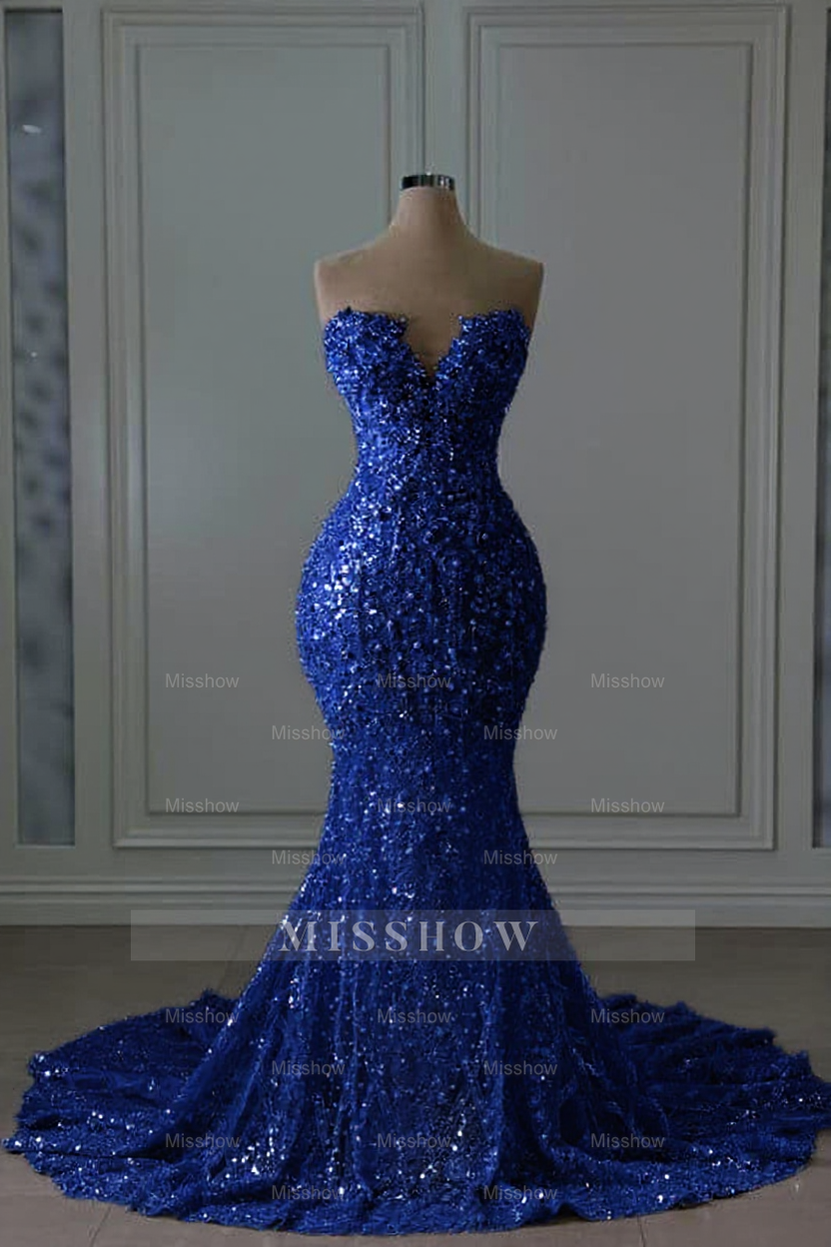Sweetheart Mermaid Wedding Dress with Beaded Lace & Sequins | Misshow misshow.com Sweetheart Mermaid Wedding Dress with Beaded Lace & Sequins | Misshow misshow.com