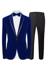 Luxurious Royal Blue Notched Lapel Two-Piece Velvet Prom Suit