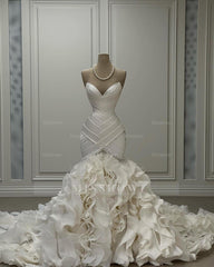 Luxury Ivory Wedding Dresses Bridal Gowns Formal Beads Sweep Train