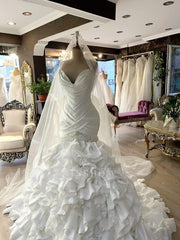 Luxury Ivory Wedding Dresses Bridal Gowns Formal Beads Sweep Train