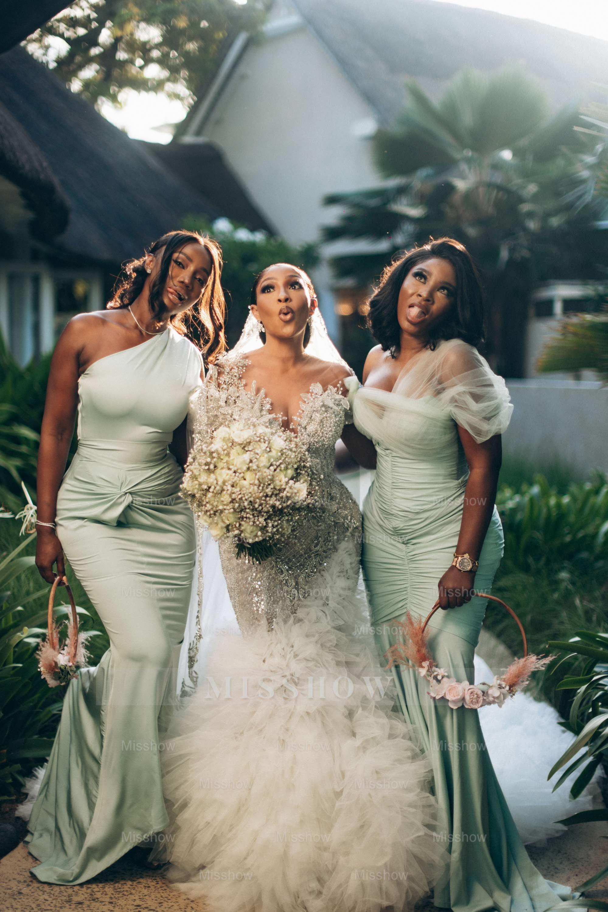 Luxury Long Mermaid Heavy Made Beaded Wedding Dress with Slit and Ruffles Luxury Long Mermaid Heavy Made Beaded Wedding Dress with Slit and Ruffles